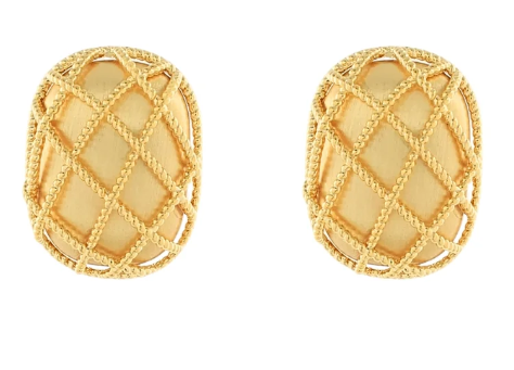 Gold Net Oval Earrings