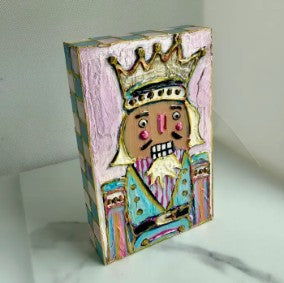 Nutcracker Christmas Pastel Hand-painted Wood Block Art