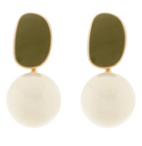 Olive Pearl Drop Earrings
