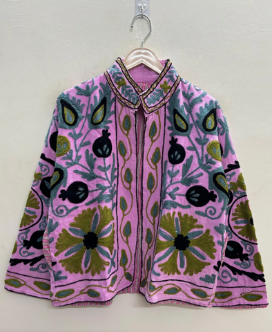 Orchid Pink Hand-Embroidered Cotton Jacket