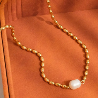 Vigne Pearl Chain Necklace | 18K Gold Non-Tarnish