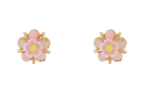 Pink Flower Studs