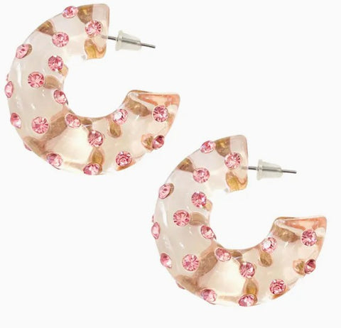 Aiden Gem Pink Hoop Earrings