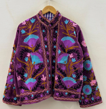 Violet Garden Hand-Embroidered Velvet Jacket