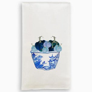 Blue & White Pot with Pumpkins | Tea Towel