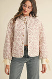 Pink Quilted Jacket with Ribbon Detail