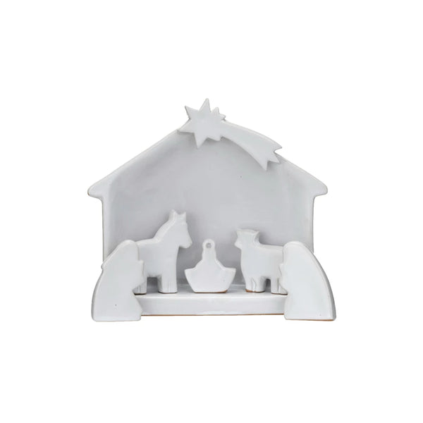 Stoneware Nativity White Reactive Glaze