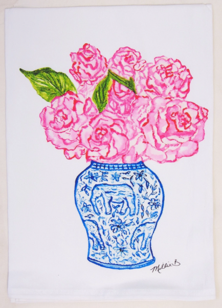 Ginger Jar Roses Tea Towel