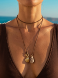 Chia Shell Charm Cord Necklace | 18K Gold Non-Tarnish