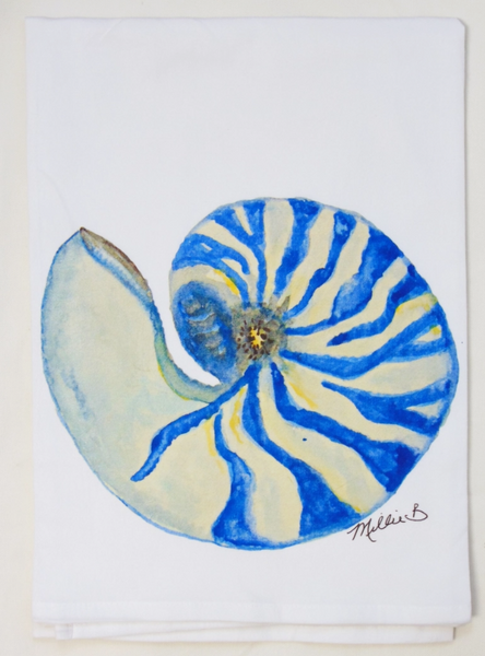 Blue Nautilus Tea Towel