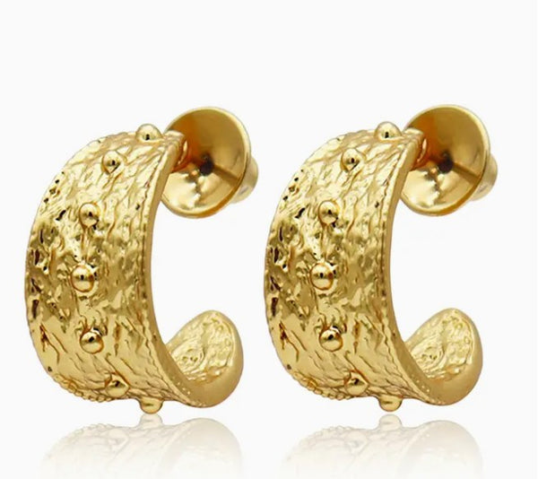 Mini Dots Hoop Earrings - 24K Gold Plated