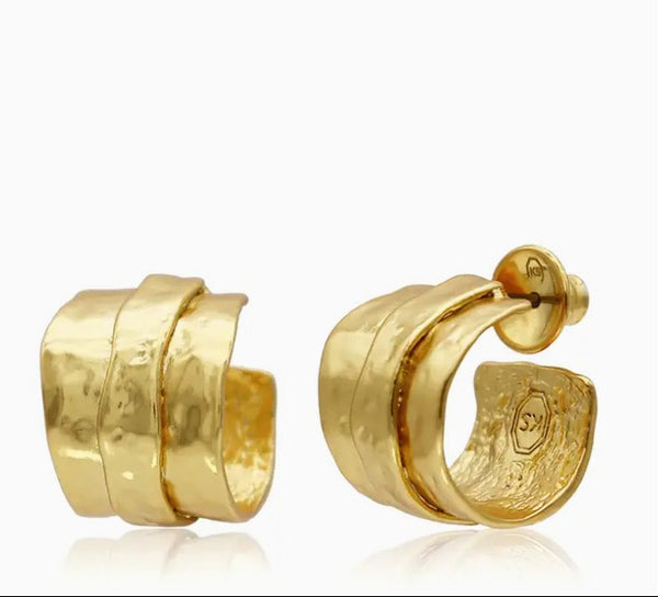Parchment Texture Hoops - 24K Gold Plated
