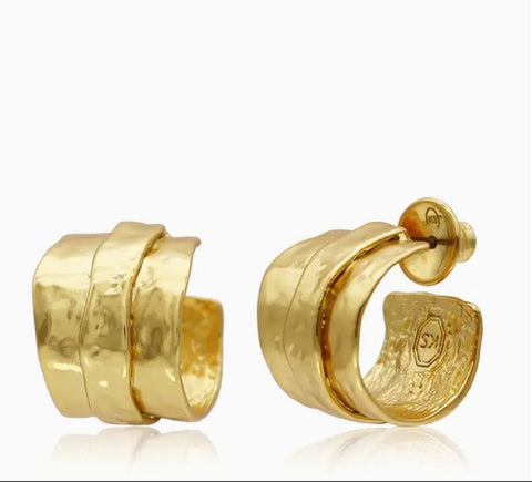 Parchment Texture Hoops - 24K Gold Plated
