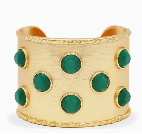 Cabochon Inlay Cuff - 24K Gold Plated