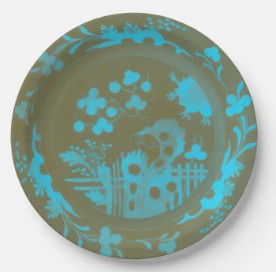 La Chinoiserie Teal 9" Paper Party Plate