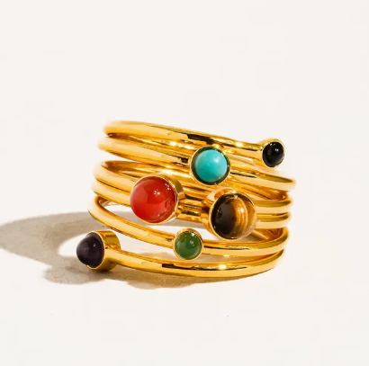 Teigan Multi-Stone Layered Ring | 18K Gold Non-Tarnish