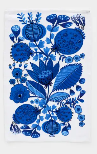 Blue and White Embroidered Dish Towel | Garden