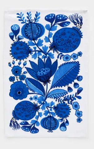 Blue and White Embroidered Dish Towel | Garden