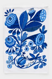 Blue and White Embroidered Dish Towel | Botanical