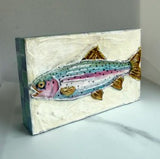 Rainbow Trout Fish Textured Hand-painted Art Block Pastel