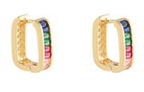 Multi-Colored Baguette Huggie Hoops