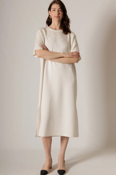 P. CILL Butter Modal Midi T-Shirt Dress White