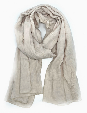 Gauzed Cotton Scarf | Beige