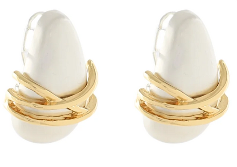 Gold Wrapped Pearl Teardrop Earrings