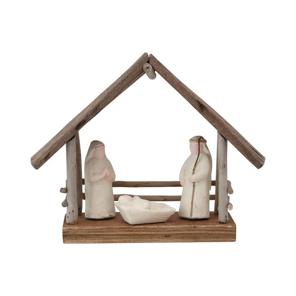 Driftwood & Paper Mache Nativity