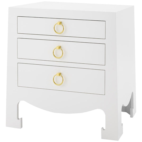 Jacqui 3 Drawer Side Table White Grasscloth