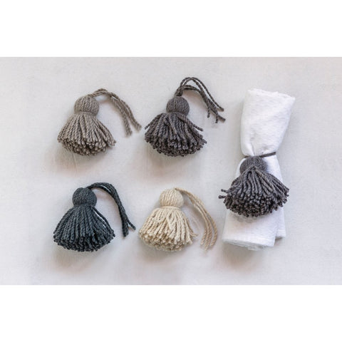 3"L Wool Tassel Napkin Ring