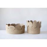 Hand-Woven Natural Seagrass Baskets w/ Appliqued Edge