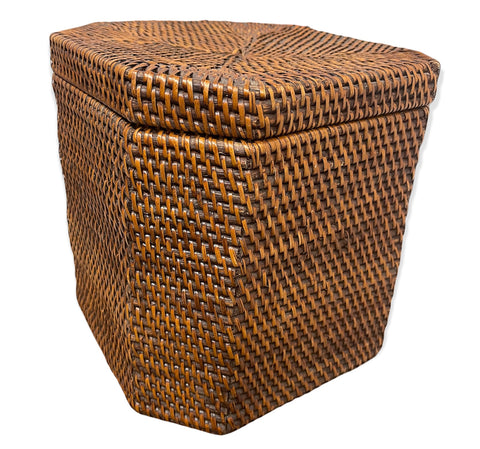 Antique Handwoven Rattan Storage Box