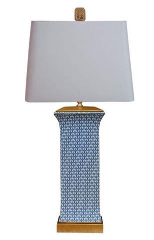 Blue Rectangular Porcelain Lamp